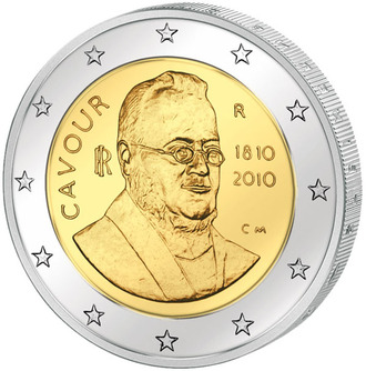 2 евро 200 лет со дня рождения Камилло Кавура, 2010 год