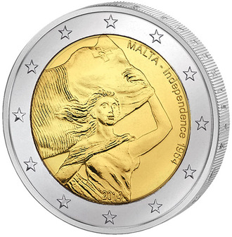 2 евро 50 лет Независимости Мальты, 2014 год