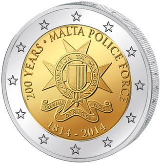 2 евро 200 лет полиции Мальты, 2014 год