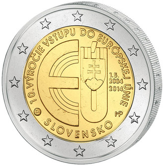2 евро 10 лет вступлению Республики Словакия в Евросоюз, 2014 год