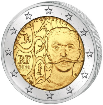 2 евро 150 лет со дня рождения Пьера де Кубертена, 2013 год