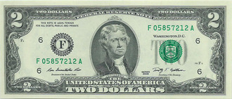 2 доллара, серия F. США, 2009 год